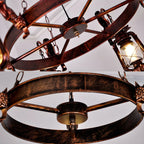 Lustre suspendu vintage réglable en fonte et cuivre, fonctionnant au kérosène, avec verre transparent