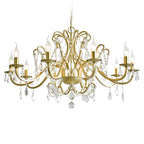 Lustre élégant en métal courbé et cristal doré