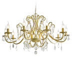 Lustre élégant en métal courbé et cristal doré