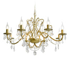 Lustre élégant en métal courbé et cristal doré