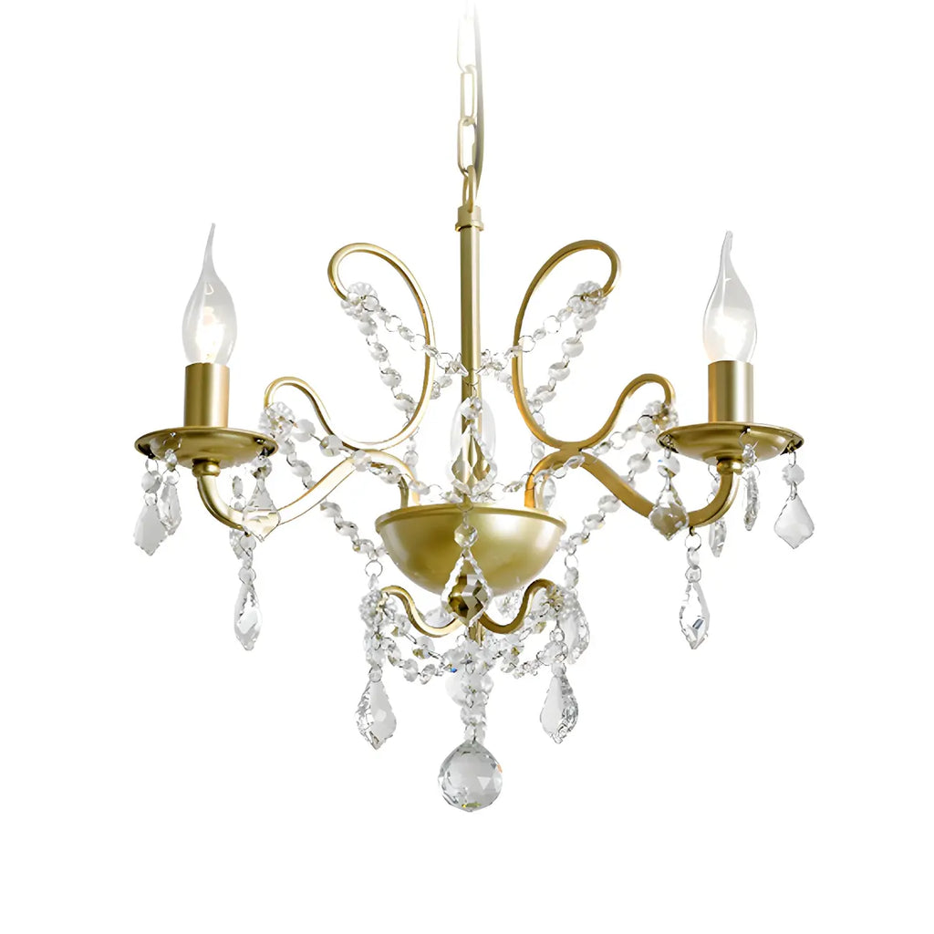 Lustre élégant en métal courbé et cristal doré