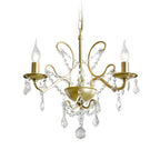 Lustre élégant en métal courbé et cristal doré