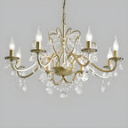 Lustre élégant en métal courbé et cristal doré
