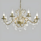 Lustre élégant en métal courbé et cristal doré