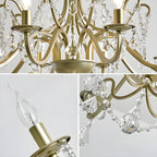 Lustre élégant en métal courbé et cristal doré