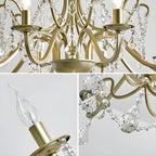 Lustre élégant en métal courbé et cristal doré