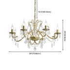 Lustre élégant en métal courbé et cristal doré