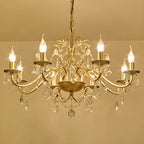 Lustre élégant en métal courbé et cristal doré