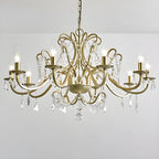 Lustre élégant en métal courbé et cristal doré