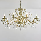 Lustre élégant en métal courbé et cristal doré