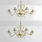 Lustre élégant en métal courbé et cristal doré