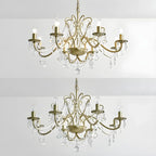 Lustre élégant en métal courbé et cristal doré