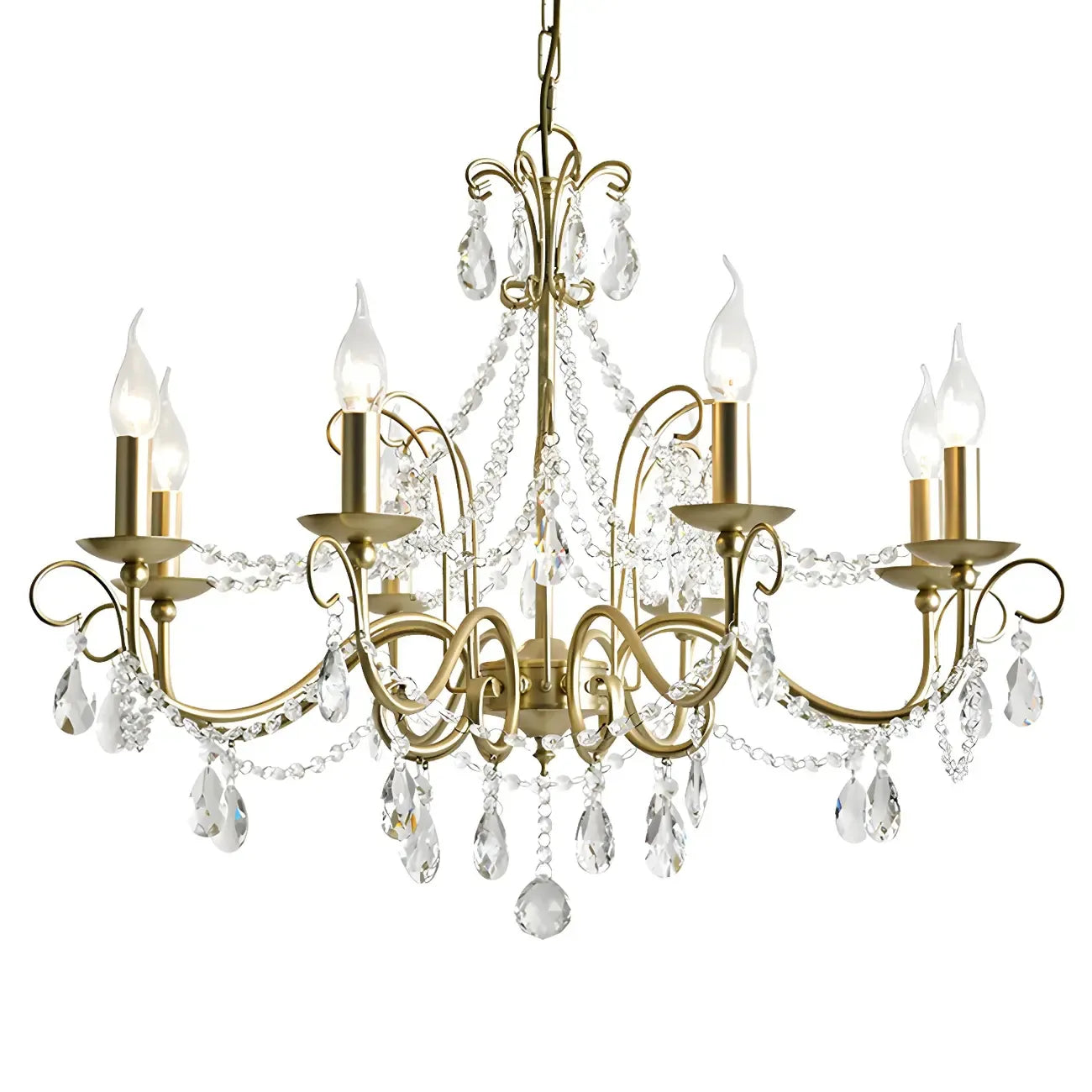 Lustre classique élégant en métal cristal doré