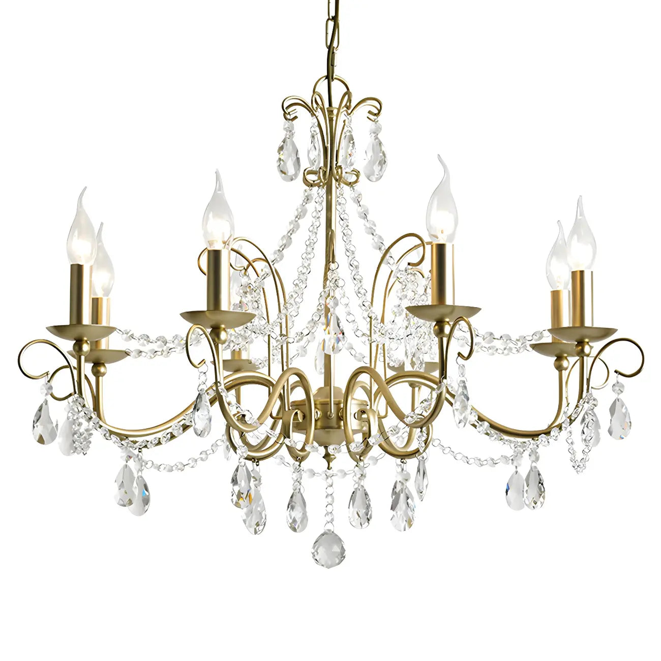 Lustre classique élégant en métal cristal doré