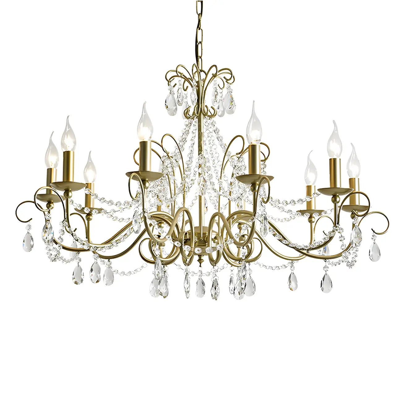 Lustre classique élégant en métal cristal doré