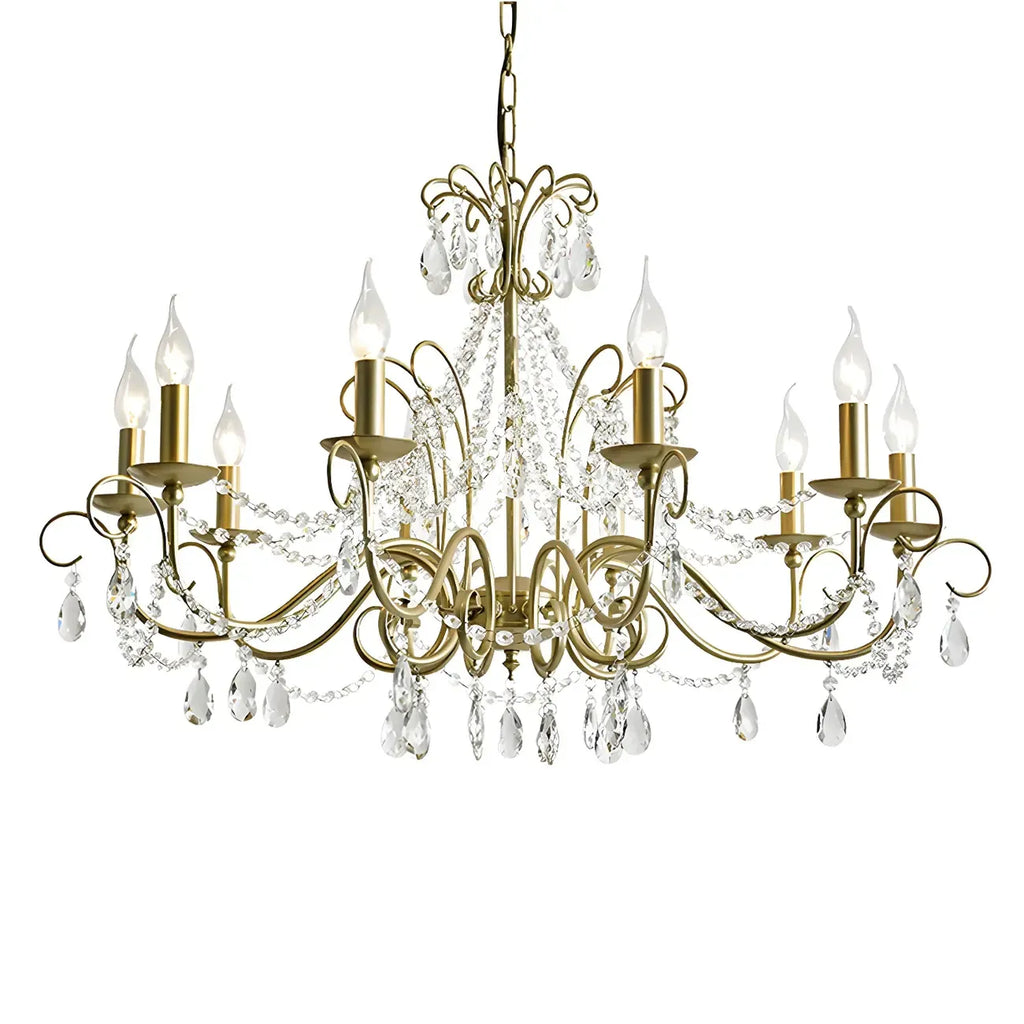 Lustre classique élégant en métal cristal doré