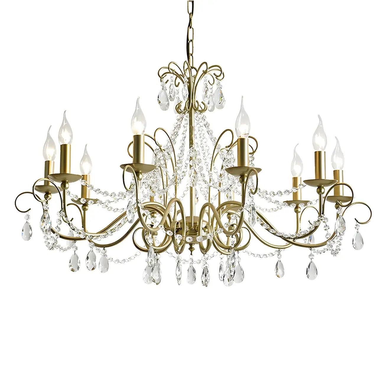 Lustre classique élégant en métal cristal doré
