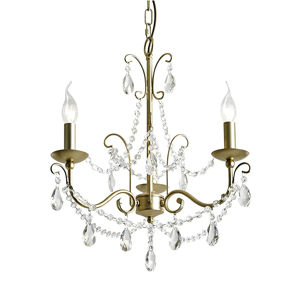 Lustre classique élégant en métal cristal doré