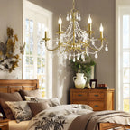 Lustre classique élégant en métal cristal doré