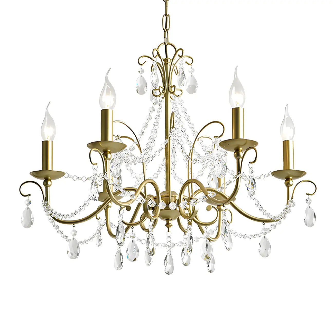 Lustre classique élégant en métal cristal doré