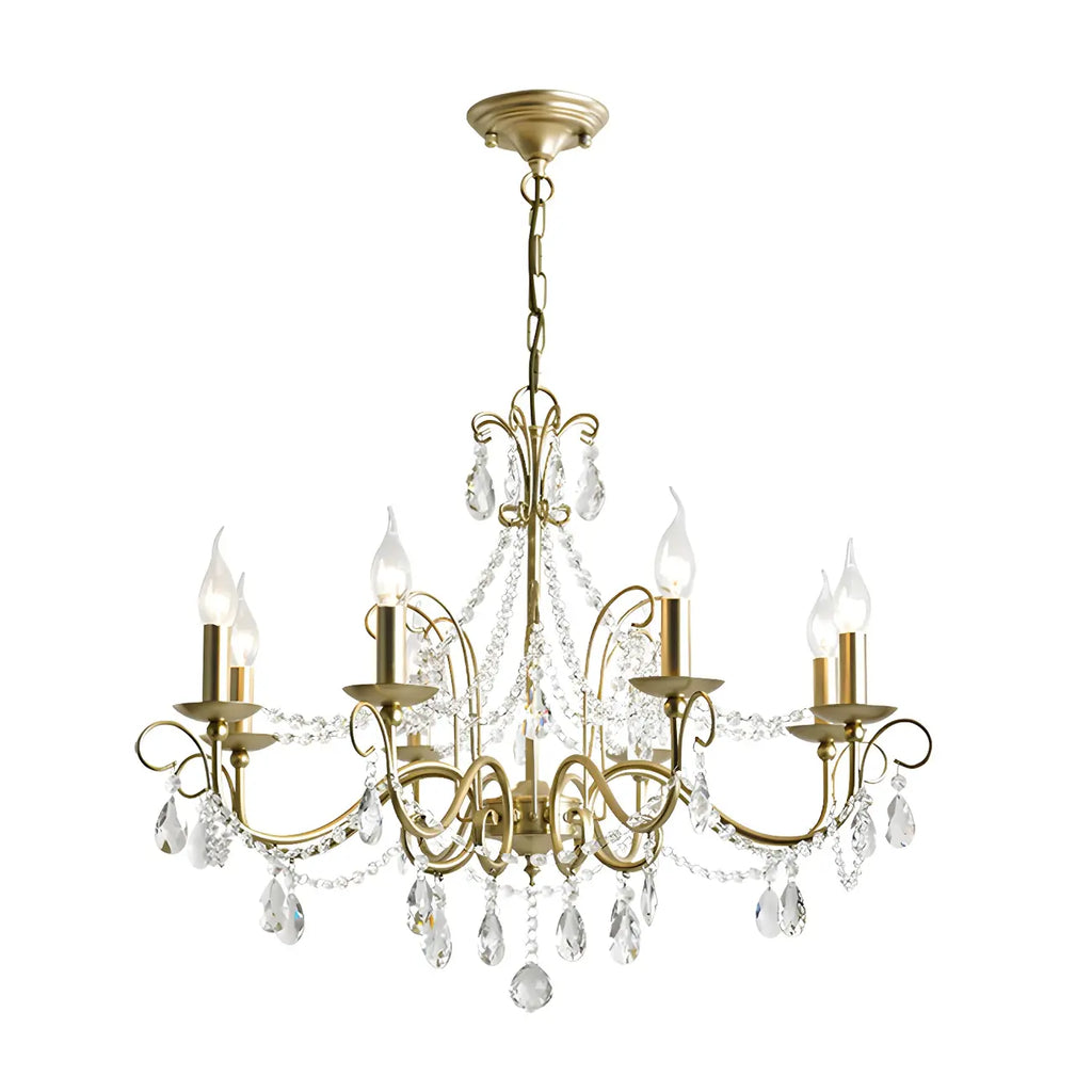 Lustre classique élégant en métal cristal doré