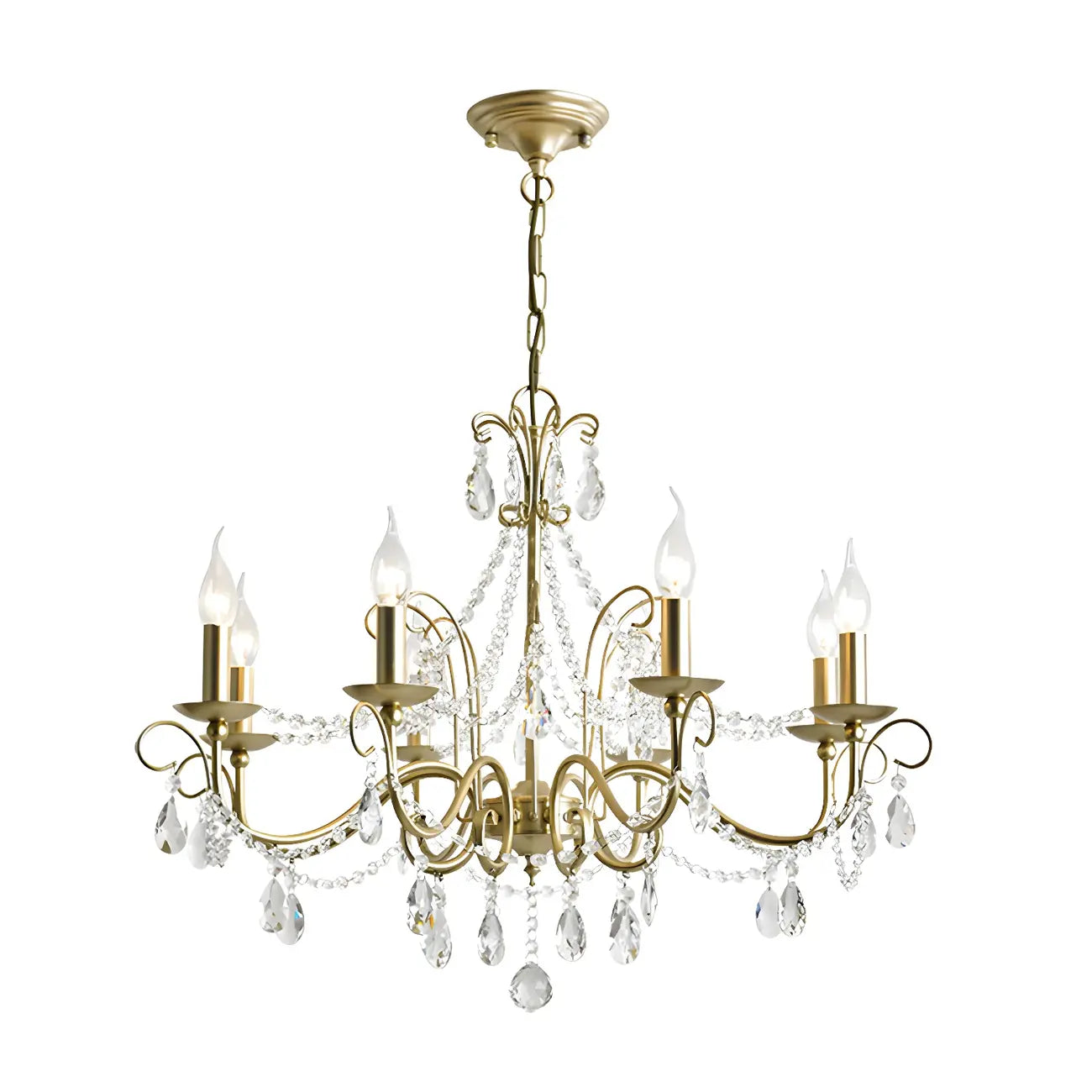 Lustre classique élégant en métal cristal doré