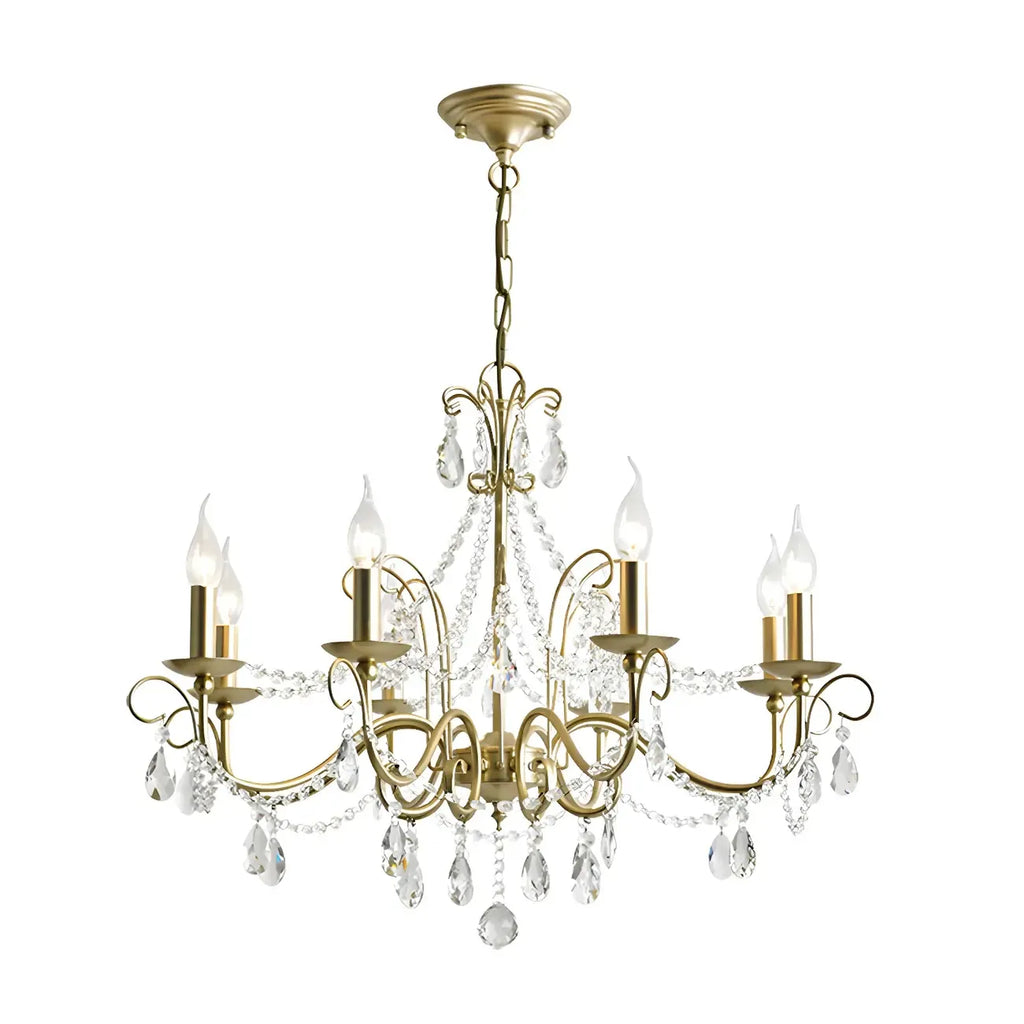 Lustre classique élégant en métal cristal doré