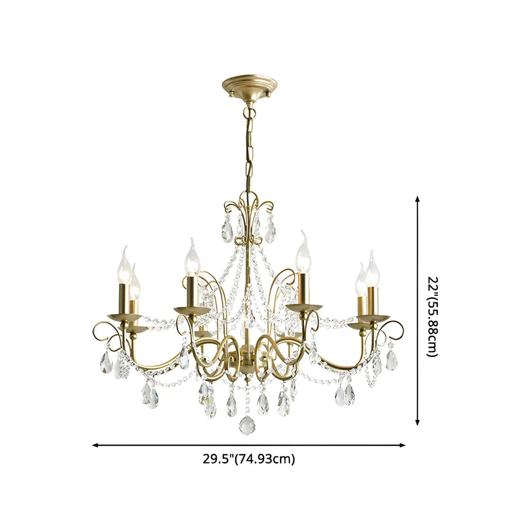 Lustre classique élégant en métal cristal doré