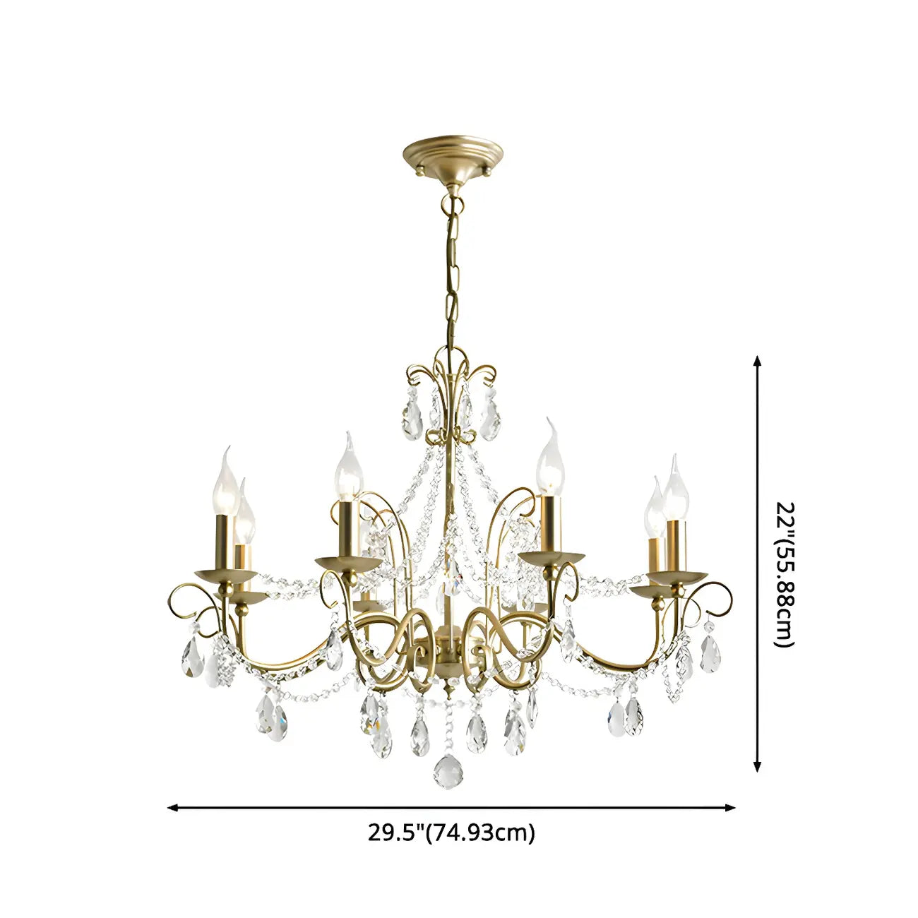 Lustre classique élégant en métal cristal doré