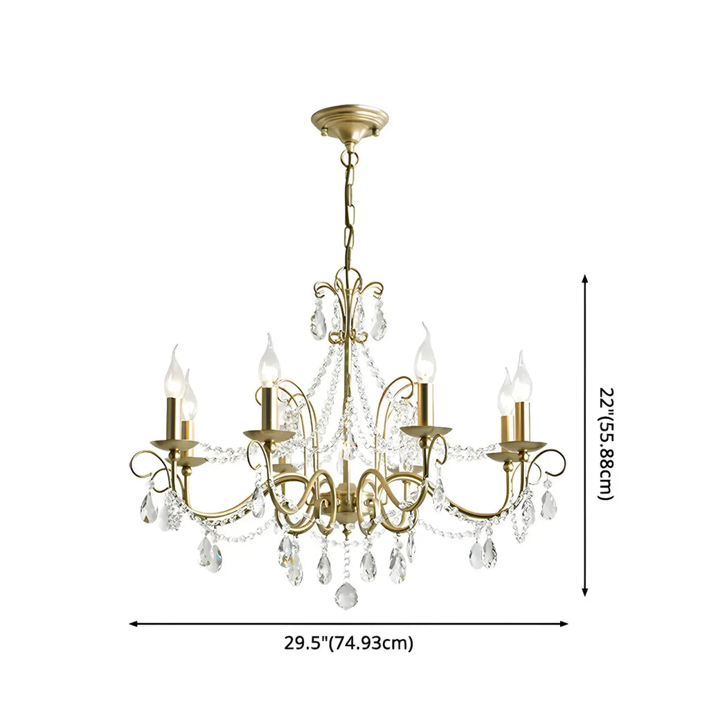 Lustre classique élégant en métal cristal doré