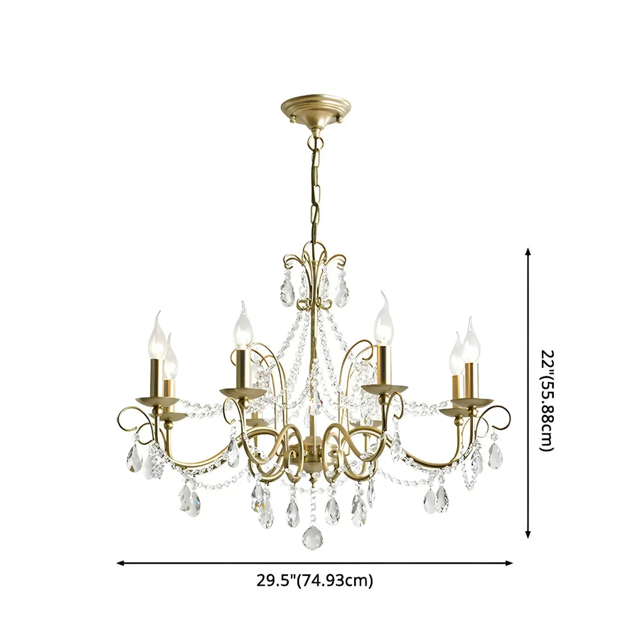 Lustre classique élégant en métal cristal doré