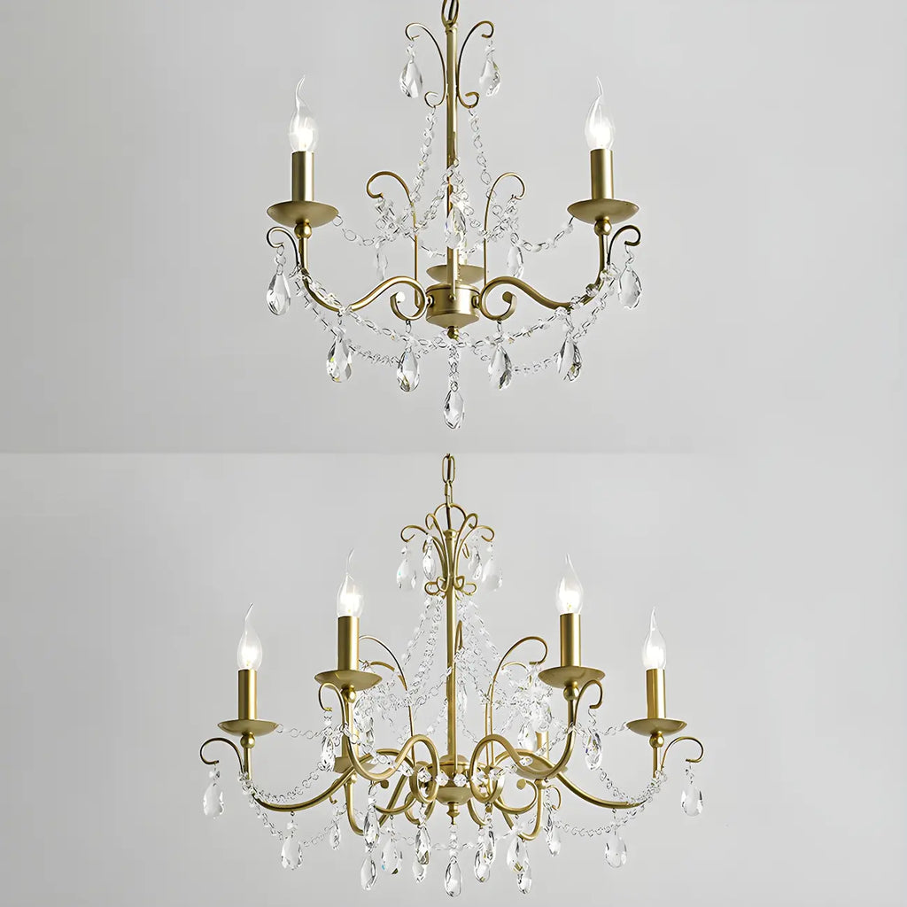 Lustre classique élégant en métal cristal doré