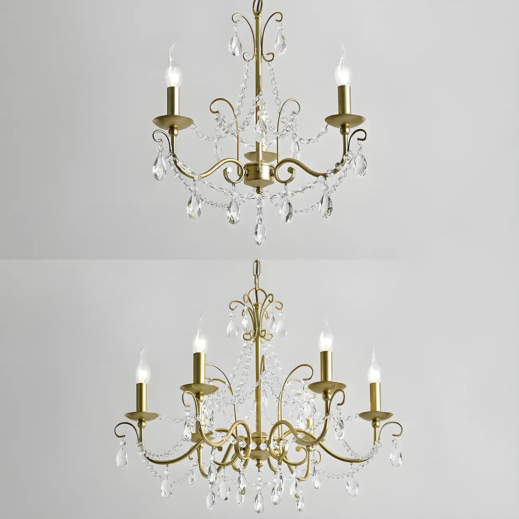 Lustre classique élégant en métal cristal doré