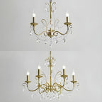 Lustre classique élégant en métal cristal doré