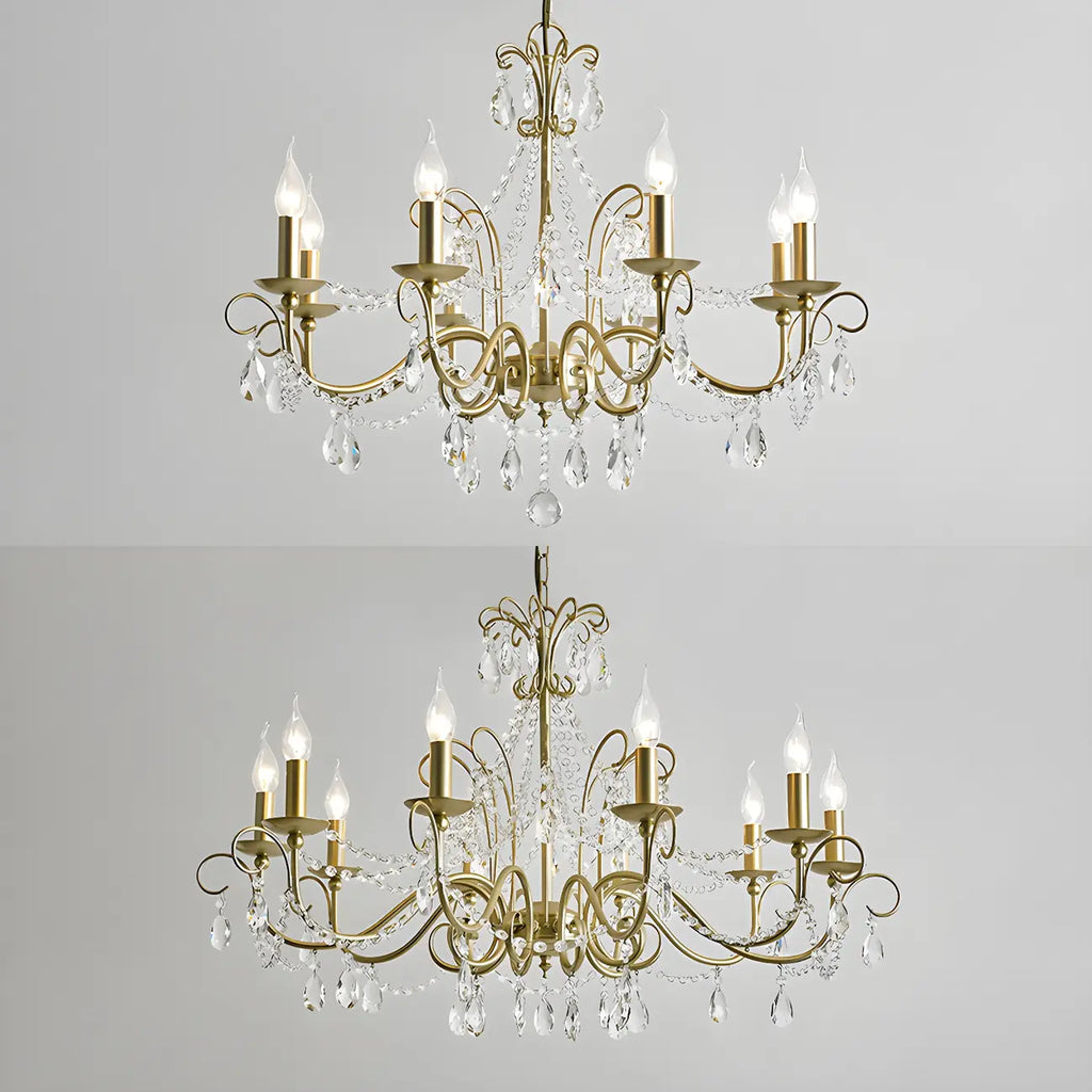 Lustre classique élégant en métal cristal doré