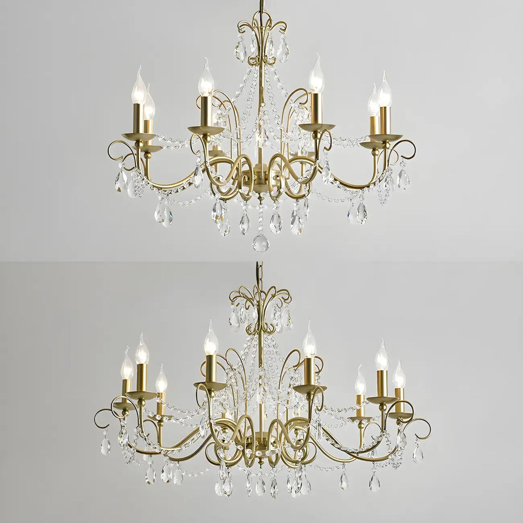 Lustre classique élégant en métal cristal doré