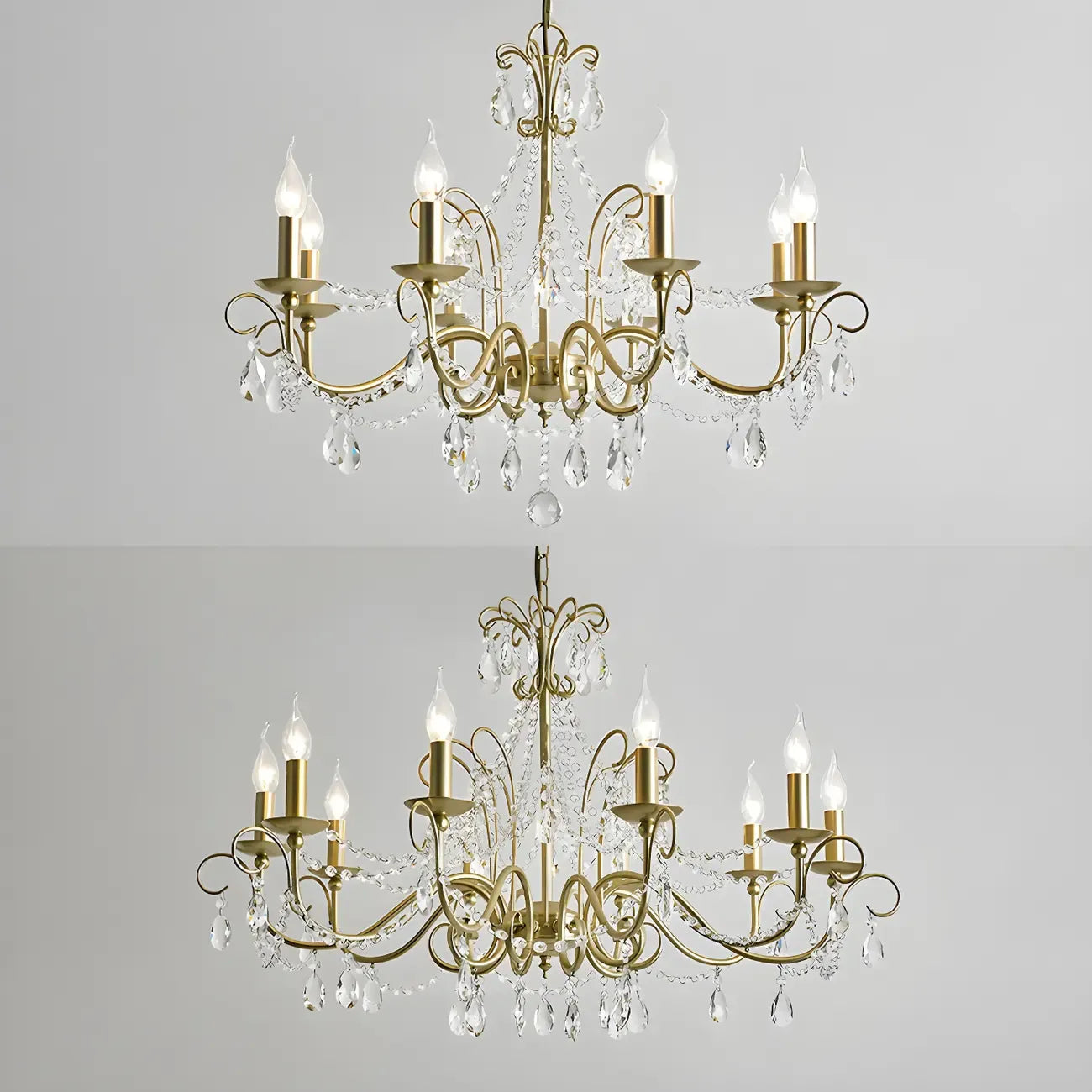 Lustre classique élégant en métal cristal doré