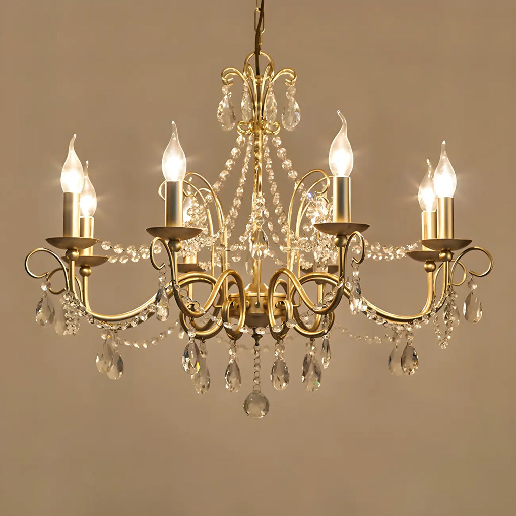 Lustre classique élégant en métal cristal doré