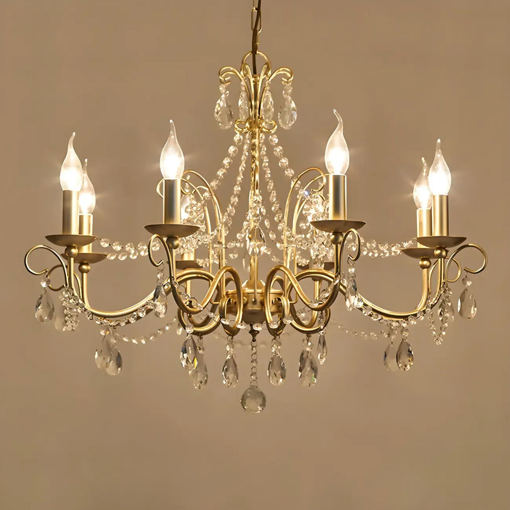 Lustre classique élégant en métal cristal doré