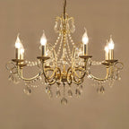 Lustre classique élégant en métal cristal doré