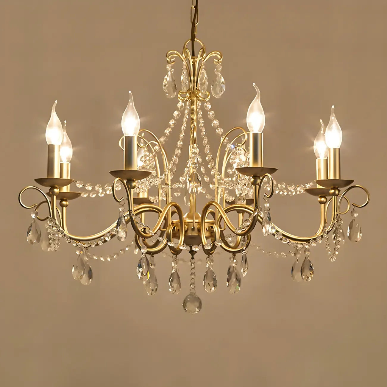 Lustre classique élégant en métal cristal doré