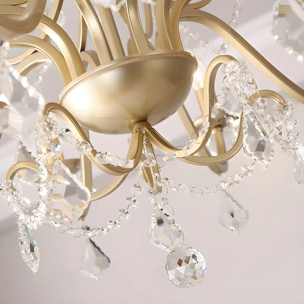 Lustres candélabres en cristal doré à bras incurvés de style français