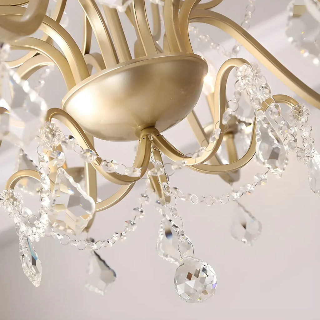 Lustres candélabres en cristal doré à bras incurvés de style français