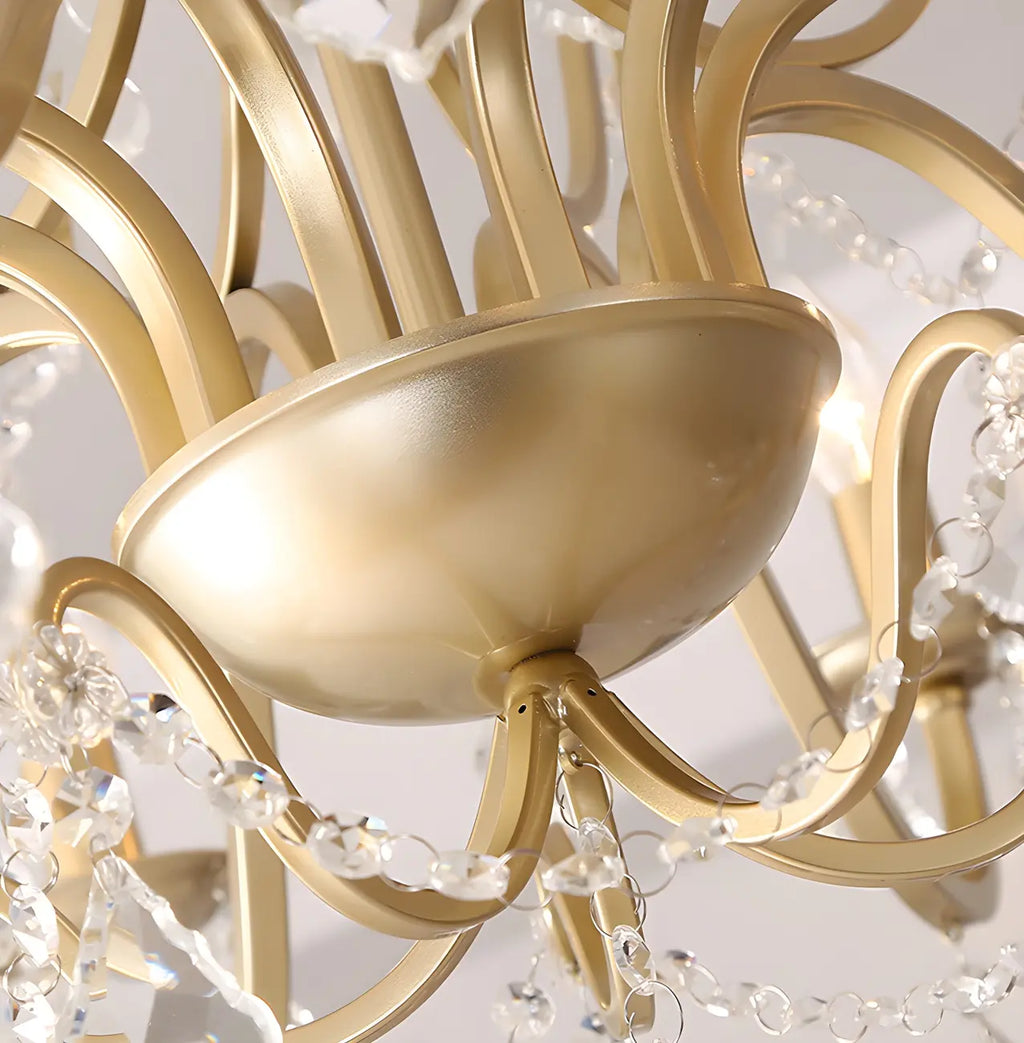 Lustres candélabres en cristal doré à bras incurvés de style français