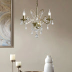 Lustre élégant en métal courbé et cristal doré