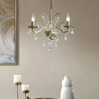 Lustre élégant en métal courbé et cristal doré