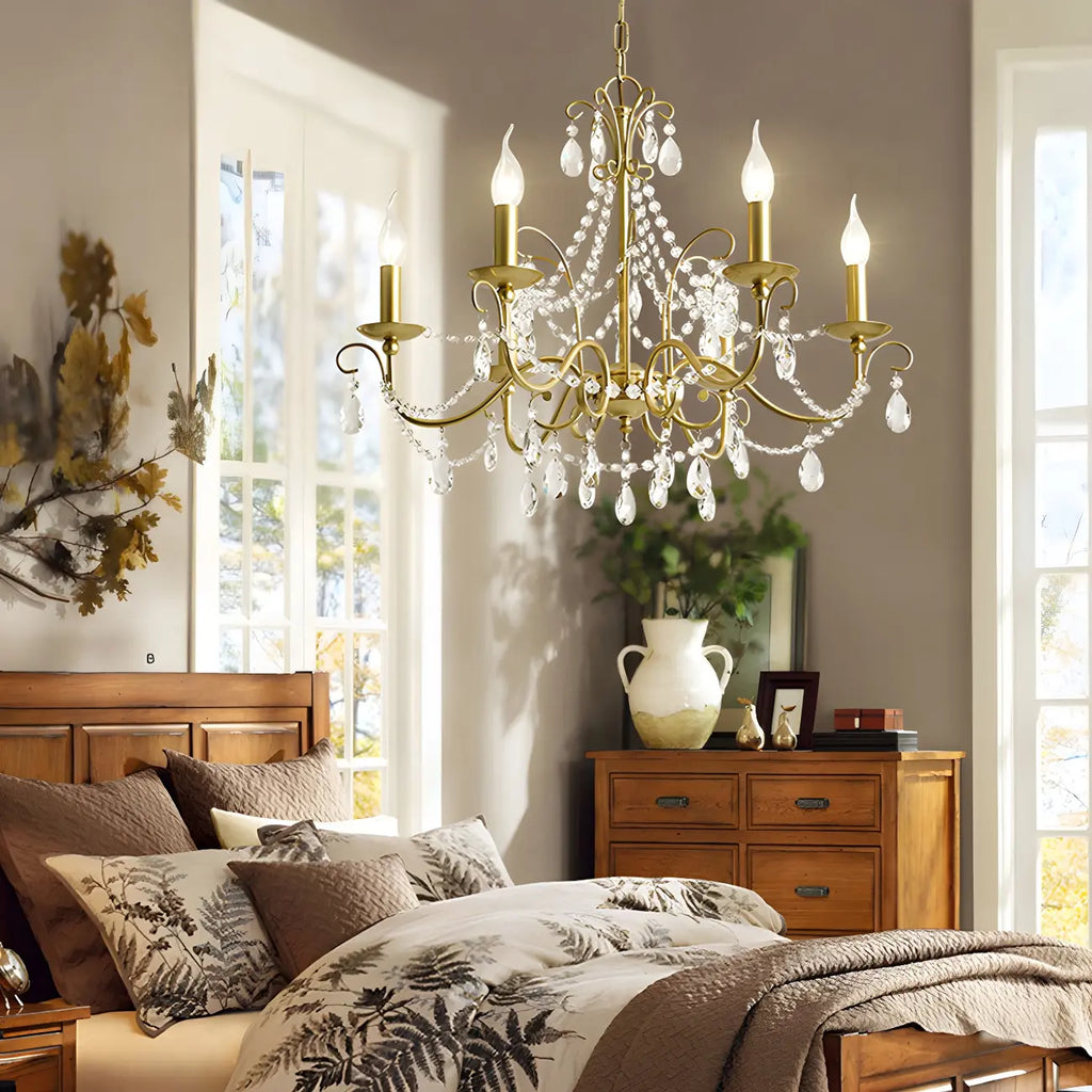 Lustre classique élégant en métal cristal doré