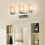 Applique murale LED chromée à 3 lumières avec verre prismatique pour salle de bain