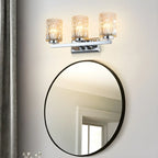 Applique murale LED chromée à 3 lumières avec verre prismatique pour salle de bain