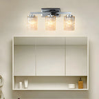 Applique murale LED chromée à 3 lumières avec verre prismatique pour salle de bain